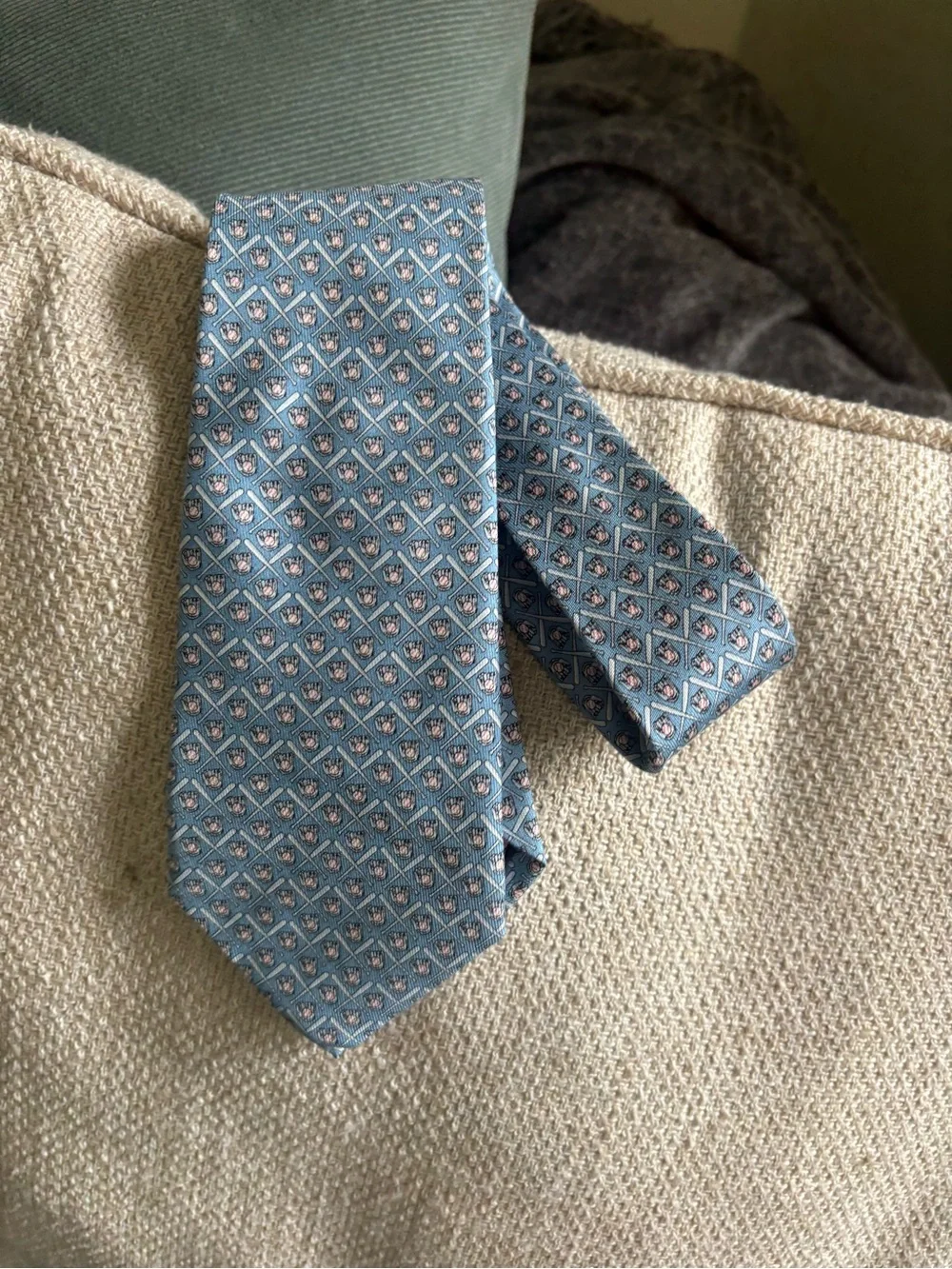 Vineyard Vines Youth Boys Baseball Silk Tie 51” Blue Sports Handmade USA